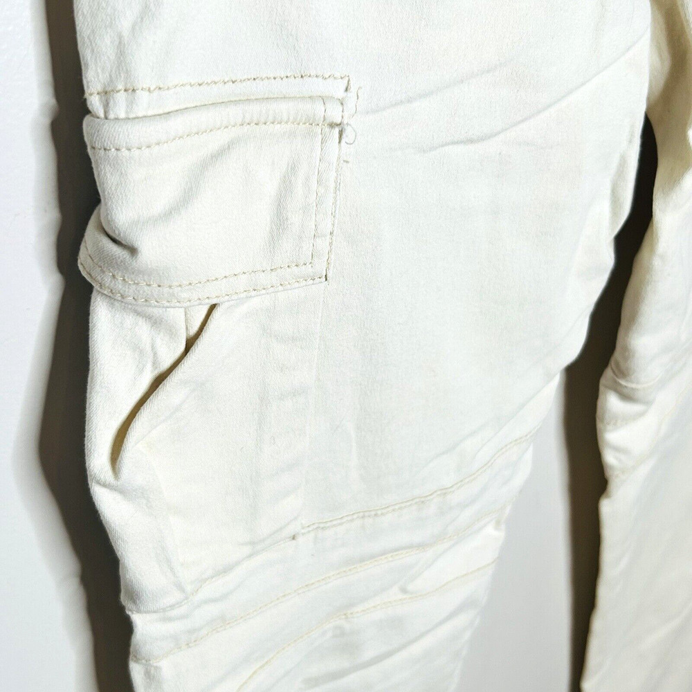 Balmain Cream Slim Straight Cargo Jeans with Black Zippers - Picture 8 of 15